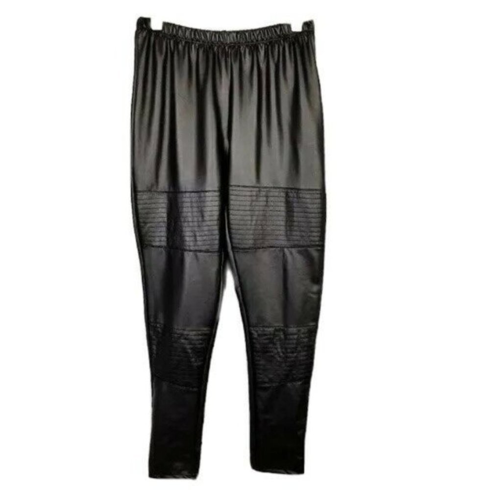 Adam Levine Skinny Faux Leather Pants Women's Medium Black Ribbed Design NEW